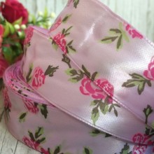 Атлас 2,5 см, трояндочка, лілово-малинова