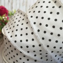 Стрічка джинс горох, 4 см, біло-чорний