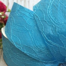 Атлас 4 см, мереживо, світло-бірюзовий