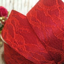 Атлас 4 см, мереживо, червоний оксамит