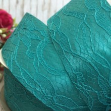 Атлас 4 см, мереживо, морська хвиля