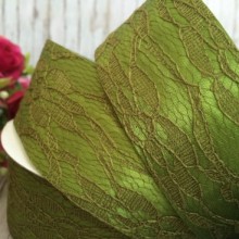 Атлас 4 см, мереживо, оливковий