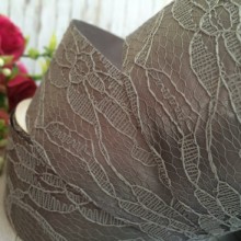 Атлас 4 см, мереживо, сірий