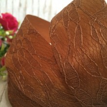 Атлас 4 см, мереживо, шоколадний