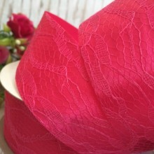 Атлас 4 см, мереживо, малиновий