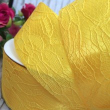 Атлас 4 см, мереживо, темно-жовтий