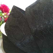 Атлас 4 см, мереживо, чорний