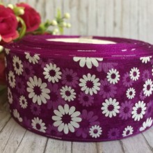 Органза 4 см, ромашка, темно-фіолетова