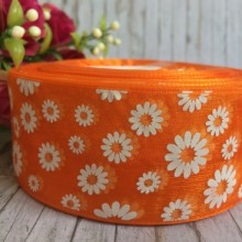 Органза 4 см, ромашка, помаранчева