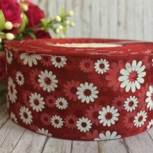 Органза 4 см, ромашка, червоний оксамит