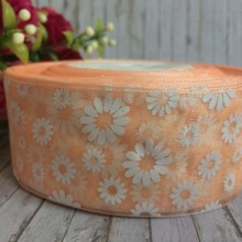 Органза 4 см, ромашка, персикова