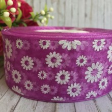 Органза 4 см, ромашка, бузкова