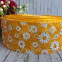 Органза 4 см, ромашка, темно-жовта