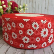 Органза 4 см, ромашка, червона