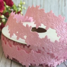 Мереживна стрічка трояндочка, 2,5 см, світло-рожевий