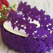 Мереживна стрічка трояндочка, 2,5 см, темно-фіолетовий