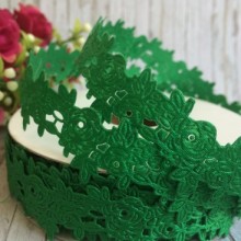 Мереживна стрічка трояндочка, 2,5 см, зелений