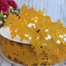 Мереживна стрічка трояндочка, 2,5 см, темно-жовтий