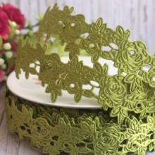 Мереживна стрічка трояндочка, 2,5 см, оливковий