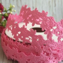 Мереживна стрічка трояндочка, 2,5 см, яскраво-рожевий