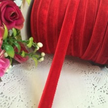 Стрічка велюр, 1 см, червоний, метр