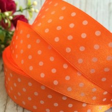 Атлас 2,5 см горох, помаранчевий, метр