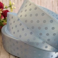 Атлас 2,5 см горох, блідо-блакитний, метр