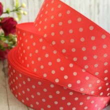 Атлас 2,5 см горох, коралловий, метр