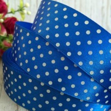 Атлас 2,5 см горох, темно-синій, метр