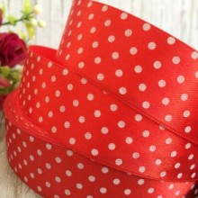 Атлас 2,5 см горох, червоний, метр