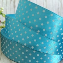 Атлас 2,5 см горох, світло-бірюзовий, метр