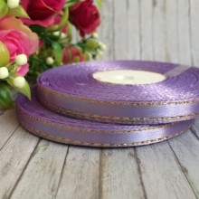 Атлас 0,6 см люрекс золото, фіолетовий, рулон 33 м