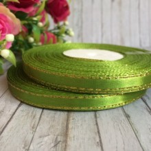 Атлас 0,6 см люрекс золото оливковий рулон 33 м