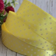 Атлас 2,5 см горох, блідо-жовтий, метр