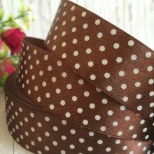 Атлас 2,5 см горох, шоколадний, метр