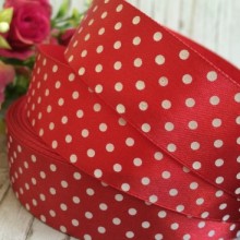 Атлас 2,5 см горох, бургунді, метр