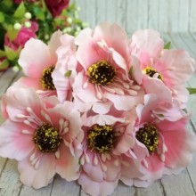 Мак, 4 см, світло-рожевий, 6 квіточок у пучку, 1 пучок