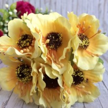 Мак, 4 см, жовтий, 6 квіточок у пучку, 1 пучок