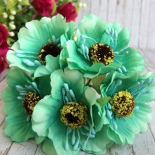 Мак, 4 см, м'ятний, 6 квіточок у пучку, 1 пучок