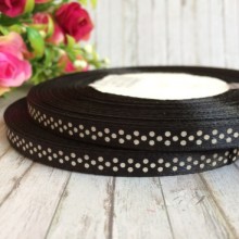 Атлас горох 0,6 см, чорний, рулон 45 м