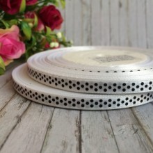 Атлас горох 0,6 см, біло-чорний, рулон 45 м