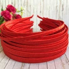 Обруч обмотаний атласною стрічкою, 6 мм, червоний