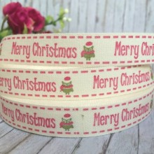 Стрічка тканина Hand Made, 1,5 см, Merry Cristmas