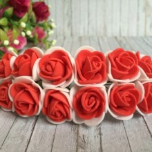 Троянда 2,2 см, біло-червона, 12 квіточок у пучку