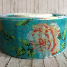 Органза троянда 4 см, бірюзова