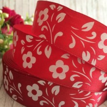 Атлас квітка-листик, 2,5 см, бургунді, метр