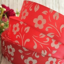 Атлас квітка-листик, 2,5 см, кораловий, метр