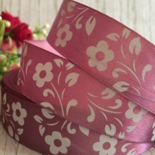 Атлас квітка-листик, 2,5 см, баклажановий, метр