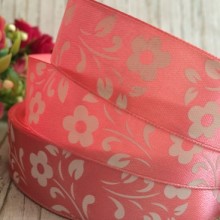 Атлас квітка-листик, 2,5 см, пудровий, метр