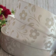 Атлас квітка-листик, 2,5 см, біла, метр